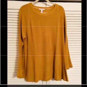 Isaac Mizrahi Peplum Sweater Bell Sleeves Honey XL